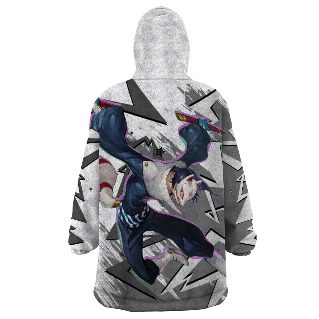 Yusuke Kitagawa Persona Wearable Blanket Hoodie Anime Mix Polygon Cyber Style