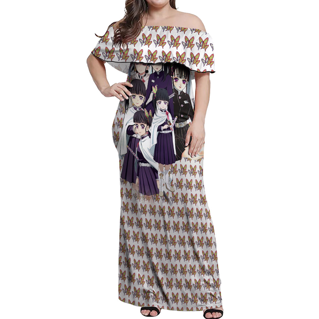 Kanao Tsuyuri Off Shoulder Maxi Dress Demon Slayer