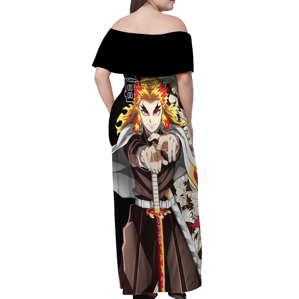 Kyojuro Rengoku Off Shoulder Maxi Dress Demon Slayer