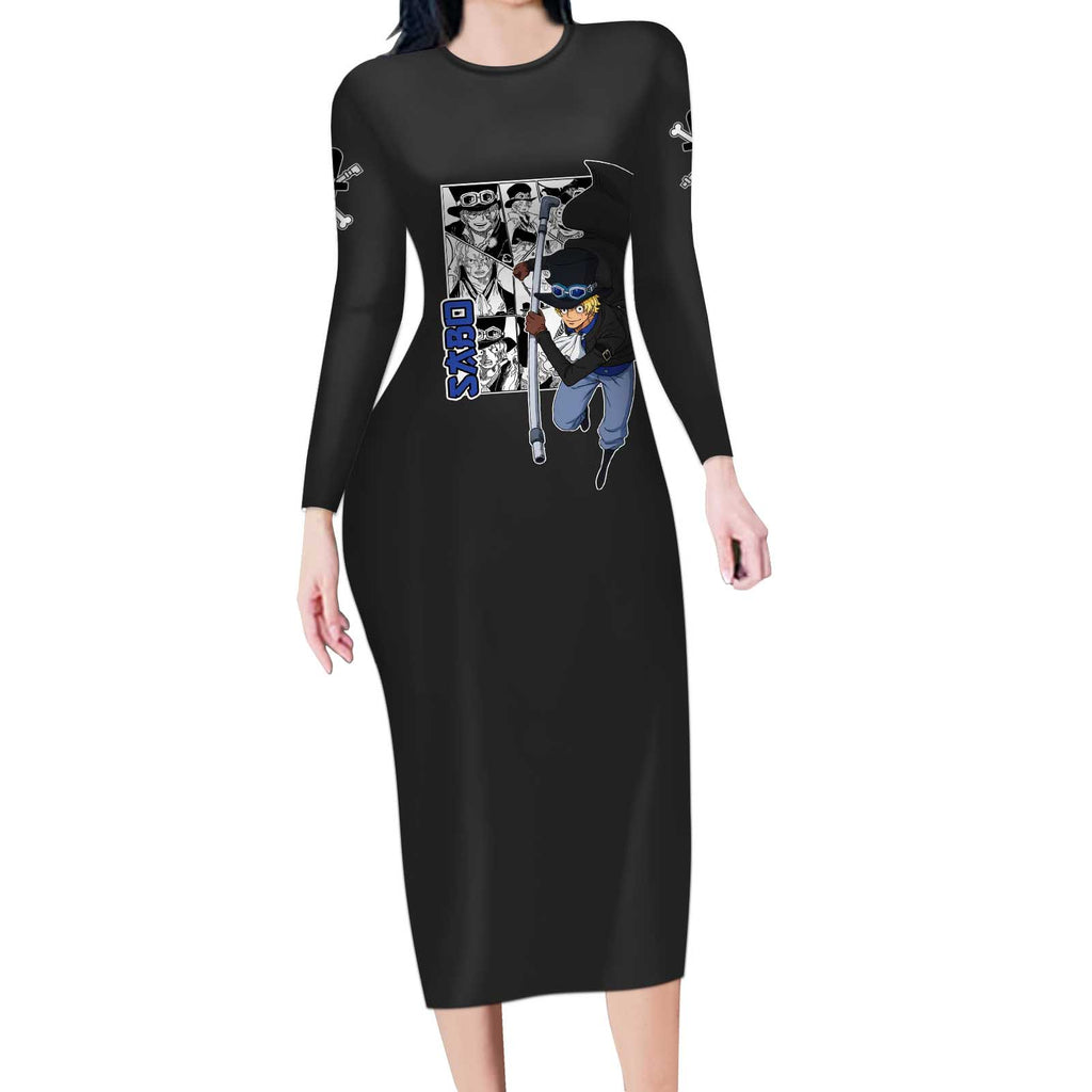 Sabo - One Piece Long Sleeve Bodycon Dress Anime Mix Manga Style