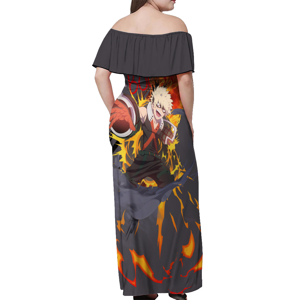 Katsuki Bakugo - My Hero Academia Off Shoulder Maxi Dress Dynamight Anime Style