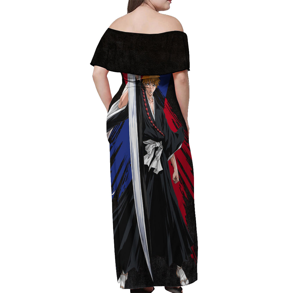 Ichigo Kurosaki Off Shoulder Maxi Dress Anime Style