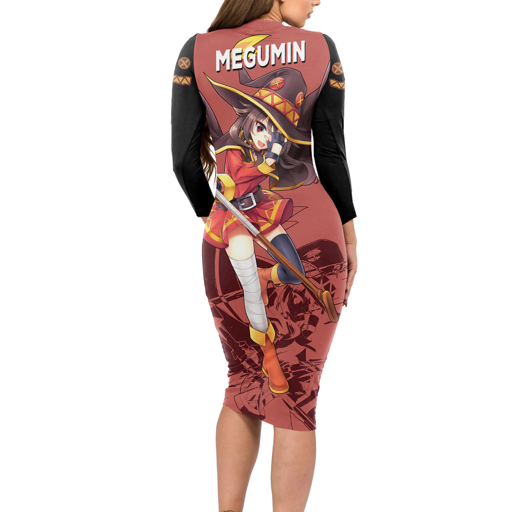 Megumin - KonoSuba Long Sleeve Bodycon Dress Anime Style