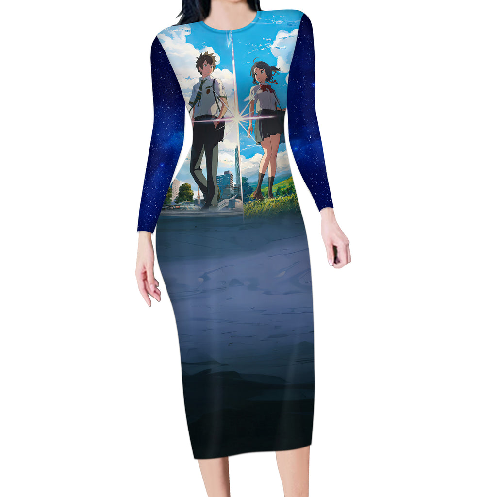 Your Name Hoodie Kimi no Na wa Long Sleeve Bodycon Dress Anime Style