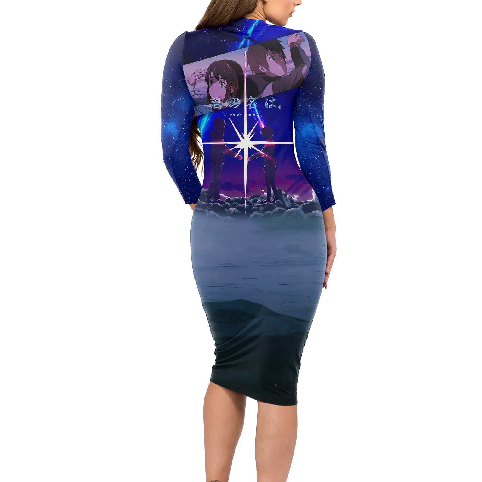 Your Name Hoodie Kimi no Na wa Long Sleeve Bodycon Dress Anime Style