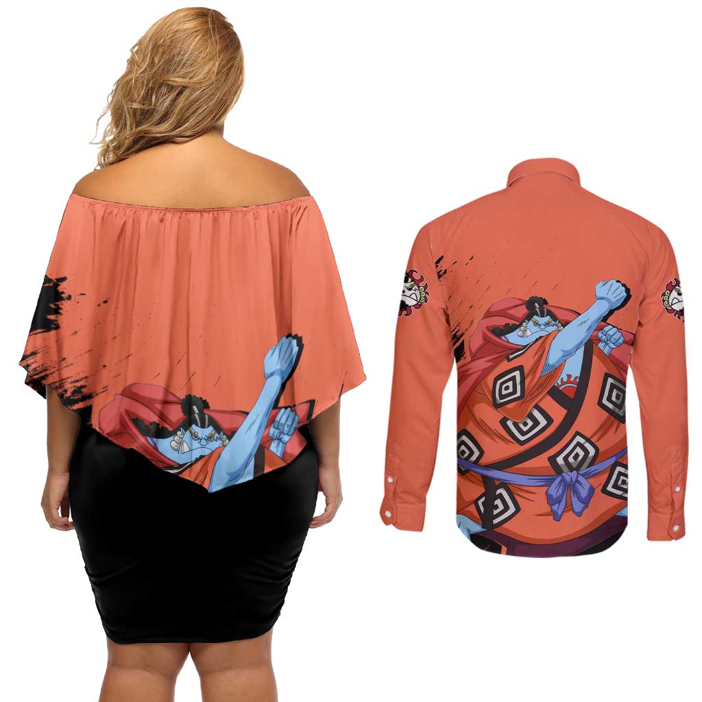 Jinbe - One Piece Couples Matching Off Shoulder Short Dress and Long Sleeve Button Shirt Anime Style