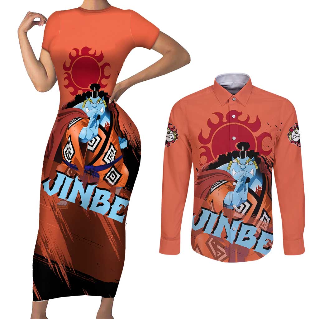 Jinbe - One Piece Couples Matching Short Sleeve Bodycon Dress and Long Sleeve Button Shirt Anime Style