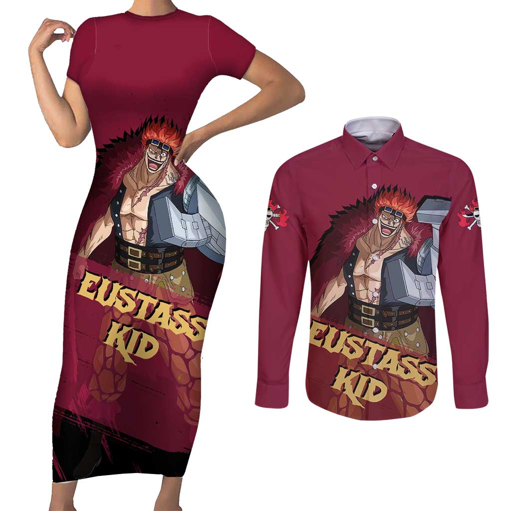 Eustass Kid - One Piece Couples Matching Short Sleeve Bodycon Dress and Long Sleeve Button Shirt Anime Style