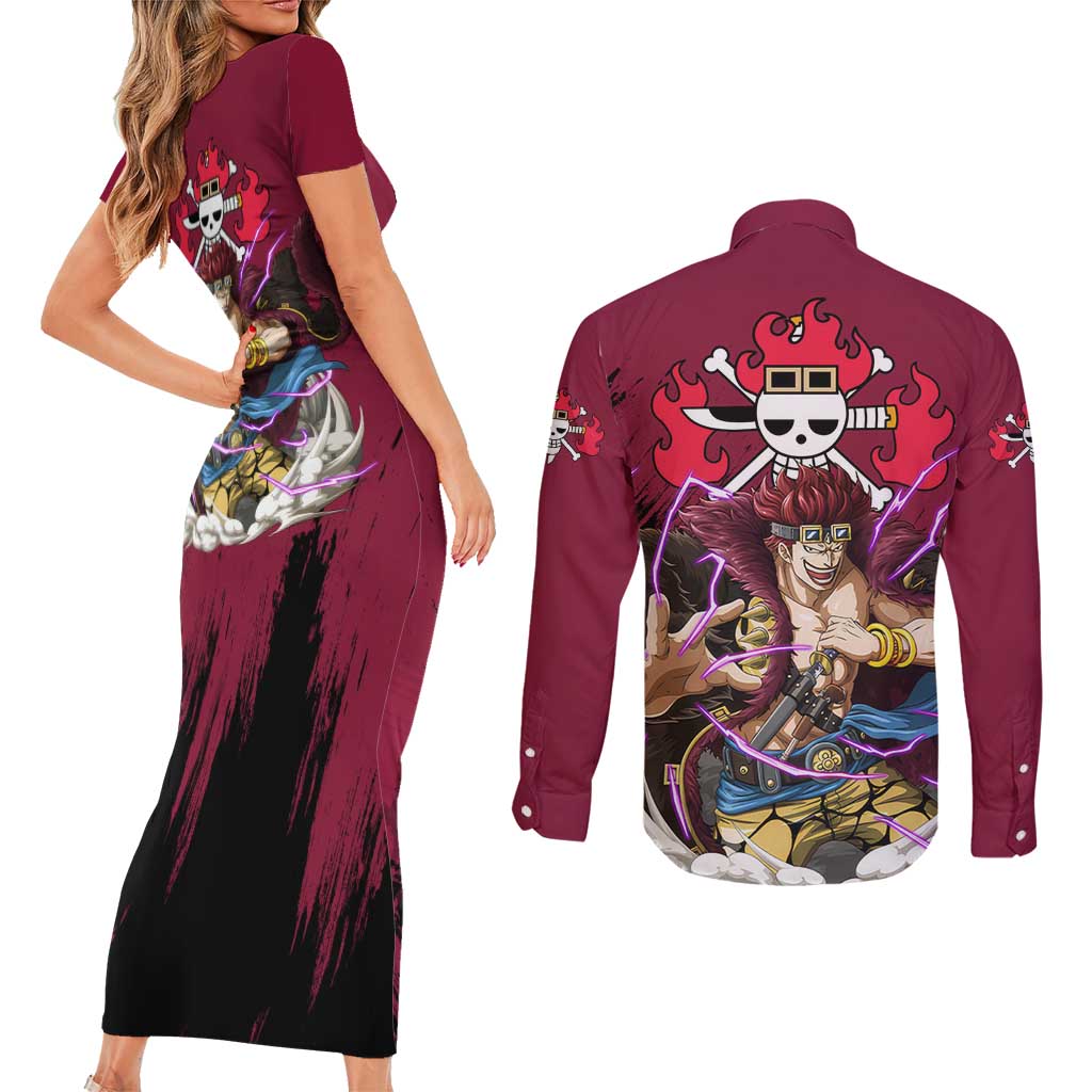 Eustass Kid - One Piece Couples Matching Short Sleeve Bodycon Dress and Long Sleeve Button Shirt Anime Style