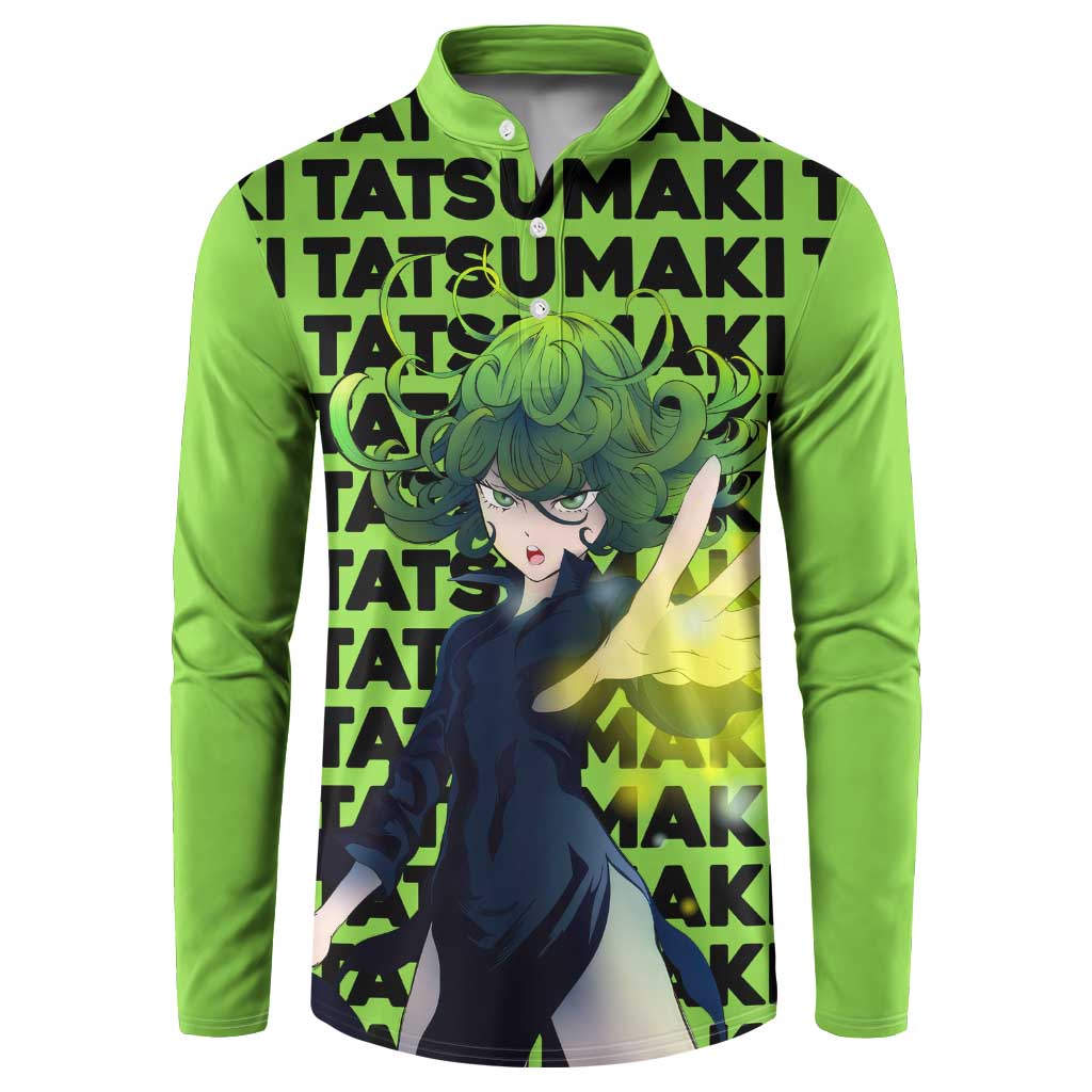 Tatsumaki - One Punch Man Button Sweatshirt Anime Text Pattern Style