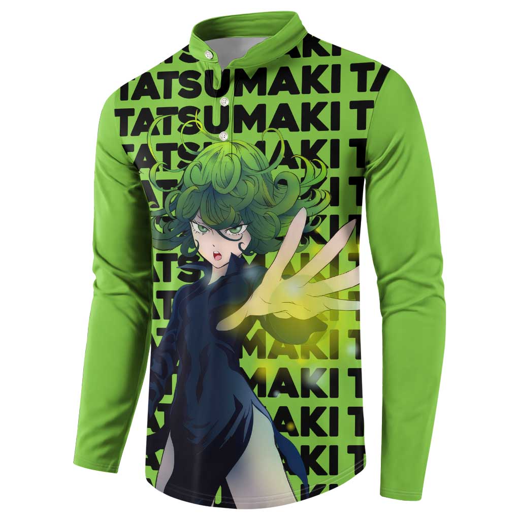 Tatsumaki - One Punch Man Button Sweatshirt Anime Text Pattern Style
