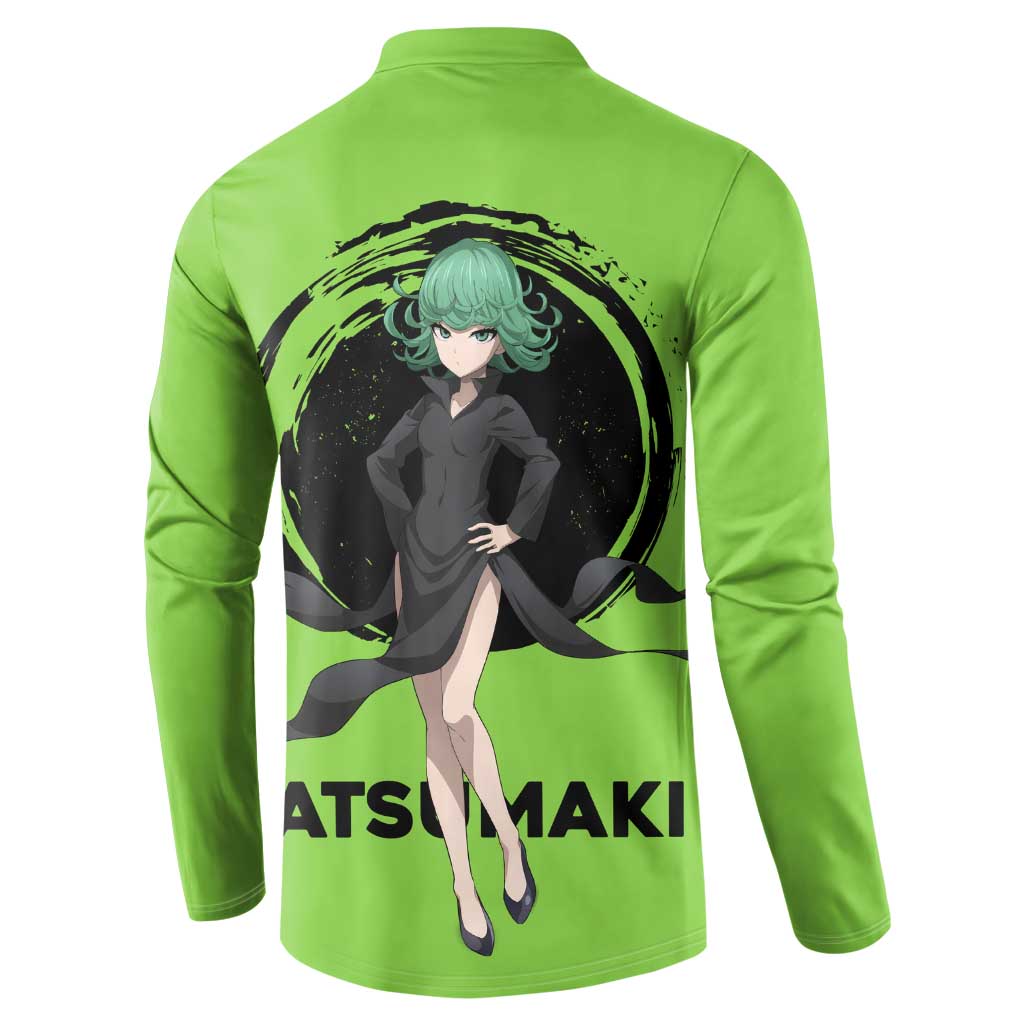 Tatsumaki - One Punch Man Button Sweatshirt Anime Text Pattern Style
