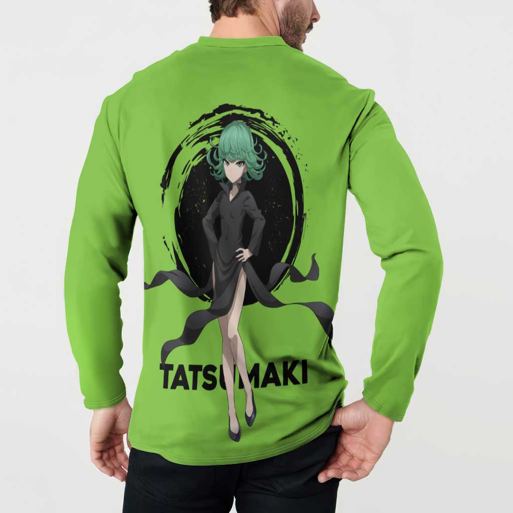 Tatsumaki - One Punch Man Button Sweatshirt Anime Text Pattern Style