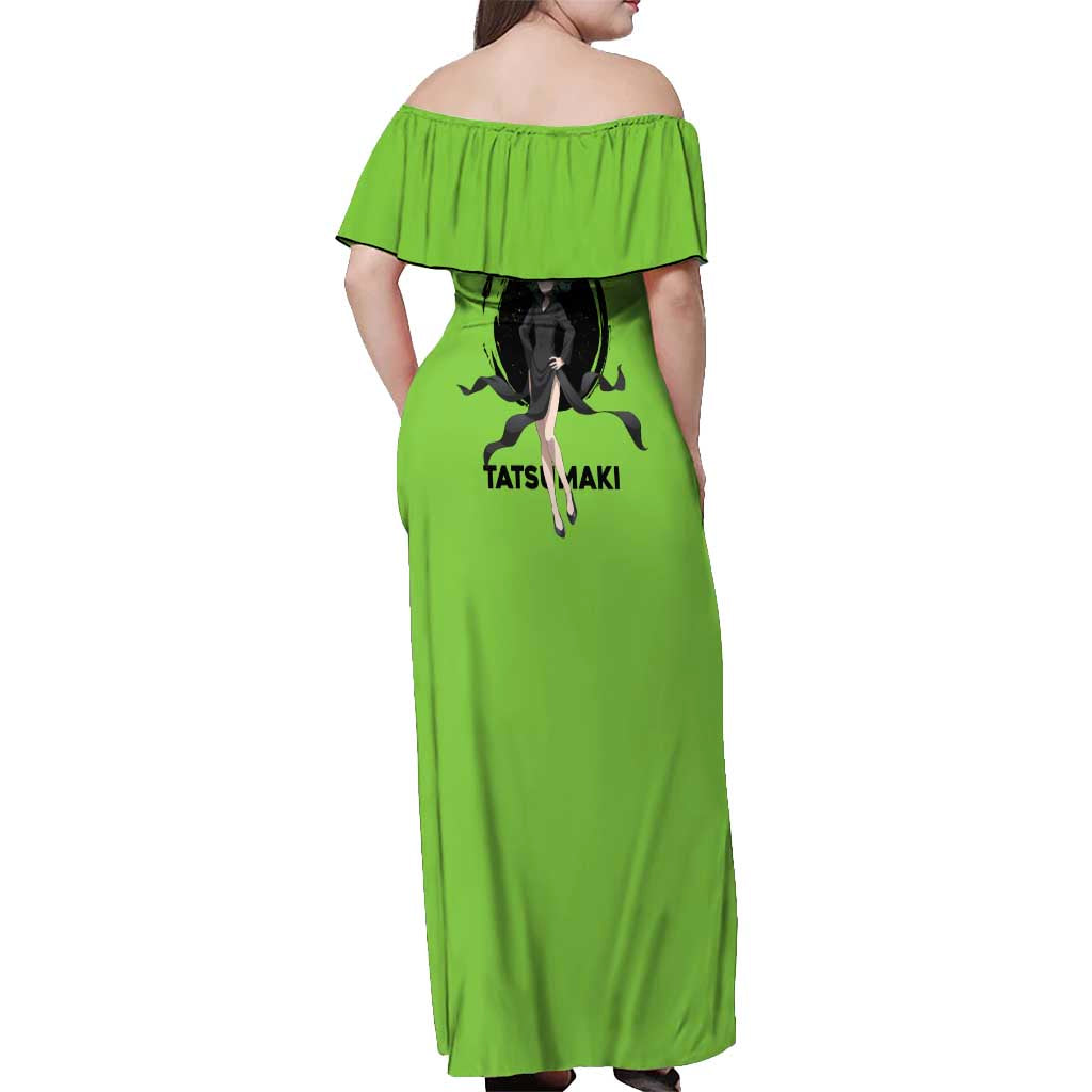 Tatsumaki - One Punch Man Off Shoulder Maxi Dress Anime Text Pattern Style