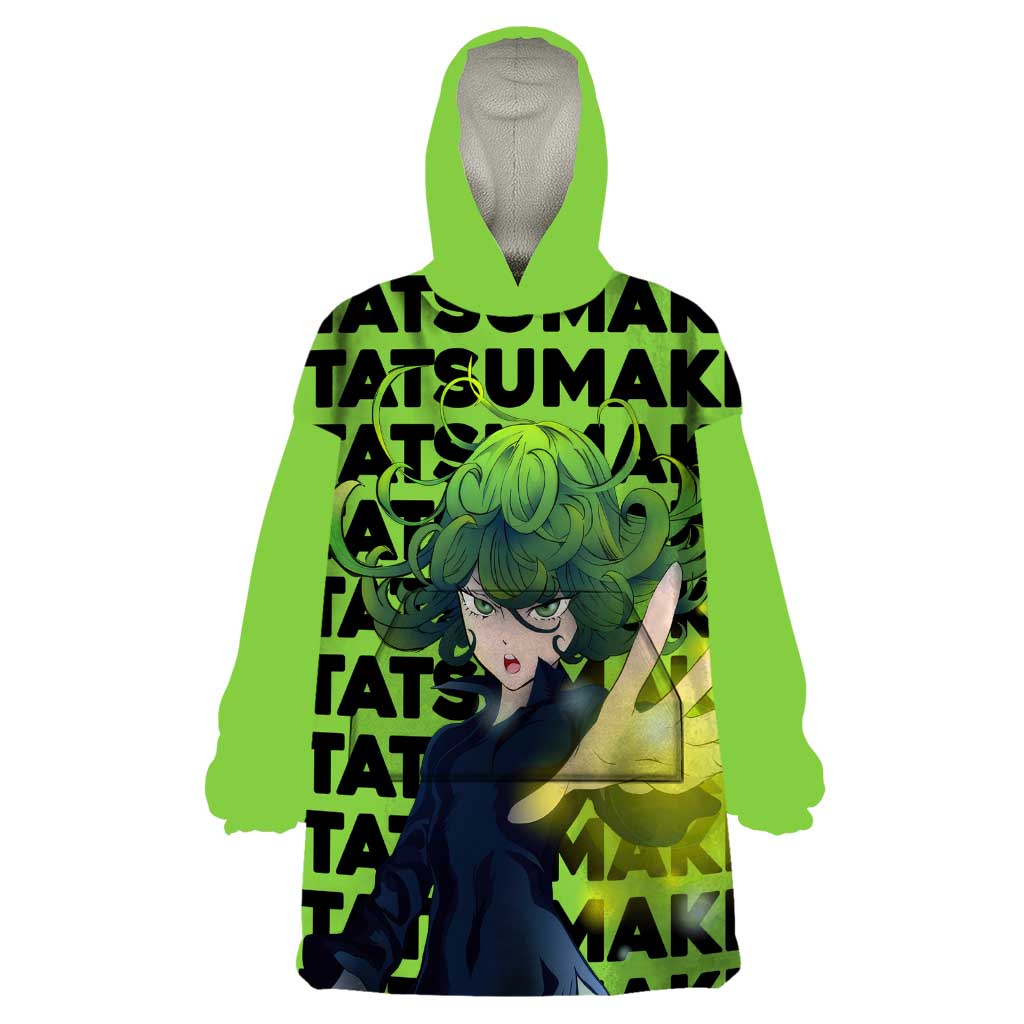 Tatsumaki - One Punch Man Wearable Blanket Hoodie Anime Text Pattern Style