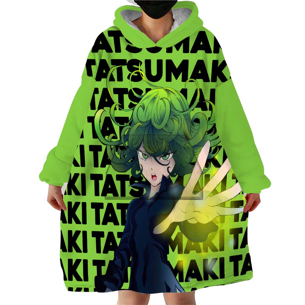 Tatsumaki - One Punch Man Wearable Blanket Hoodie Anime Text Pattern Style