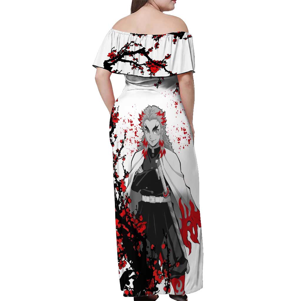 Kyojuro Rengoku - Demon Slayer Off Shoulder Maxi Dress Anime Japan Style