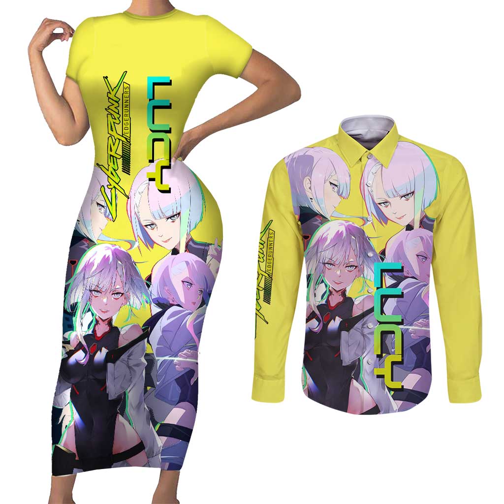 Lucy - CyperPunk Edgerunners Couples Matching Short Sleeve Bodycon Dress and Long Sleeve Button Shirt Anime Style