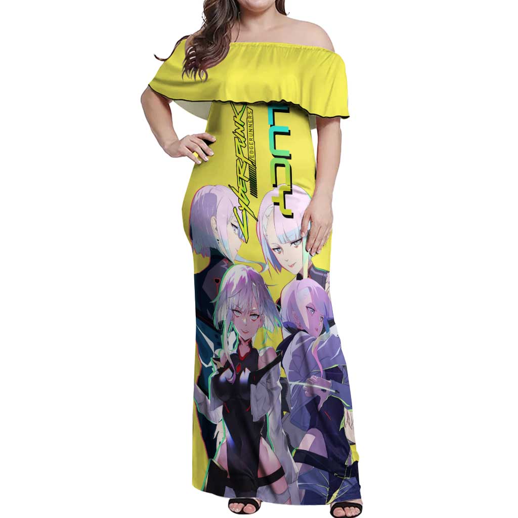 Lucy - CyperPunk Edgerunners Off Shoulder Maxi Dress Anime Style