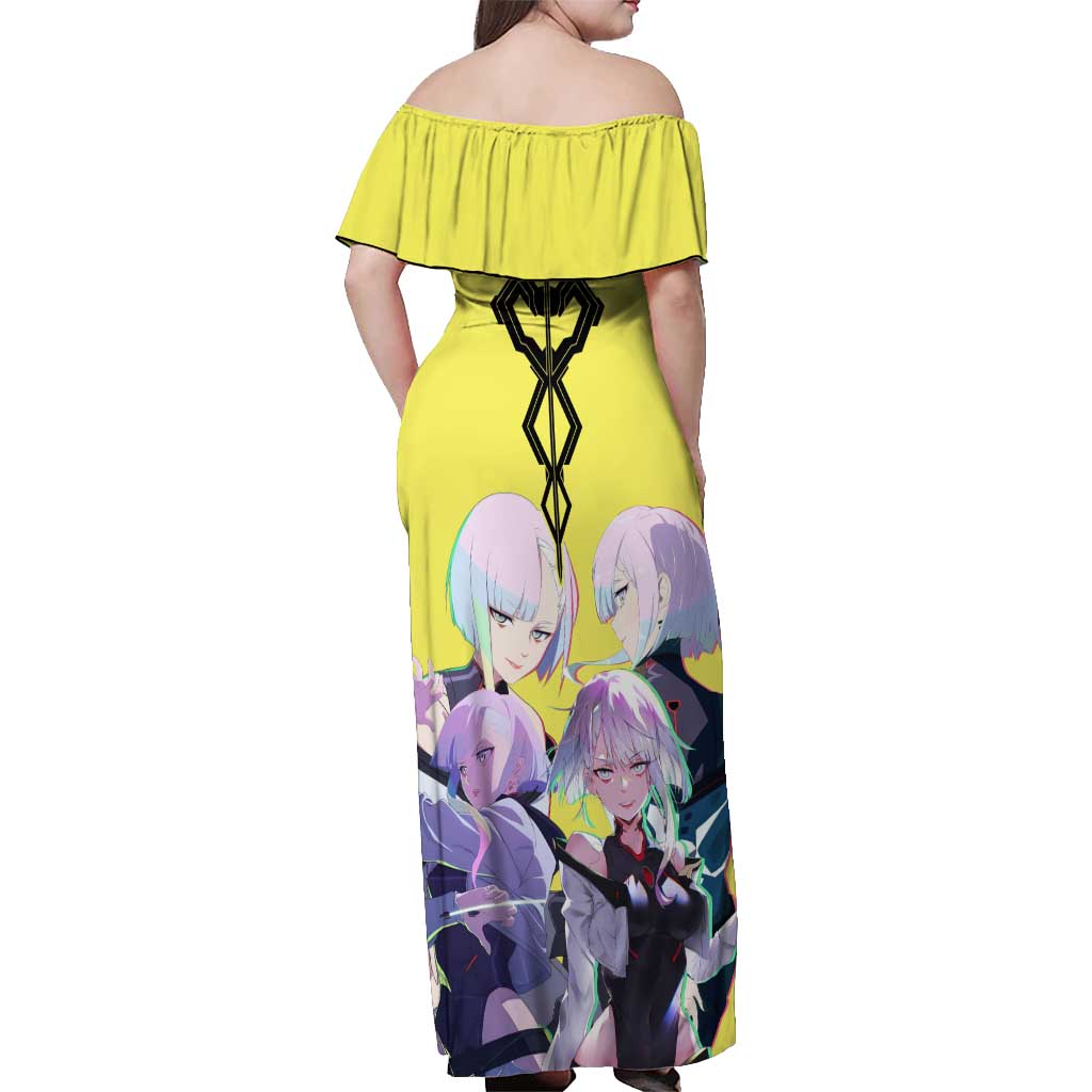 Lucy - CyperPunk Edgerunners Off Shoulder Maxi Dress Anime Style