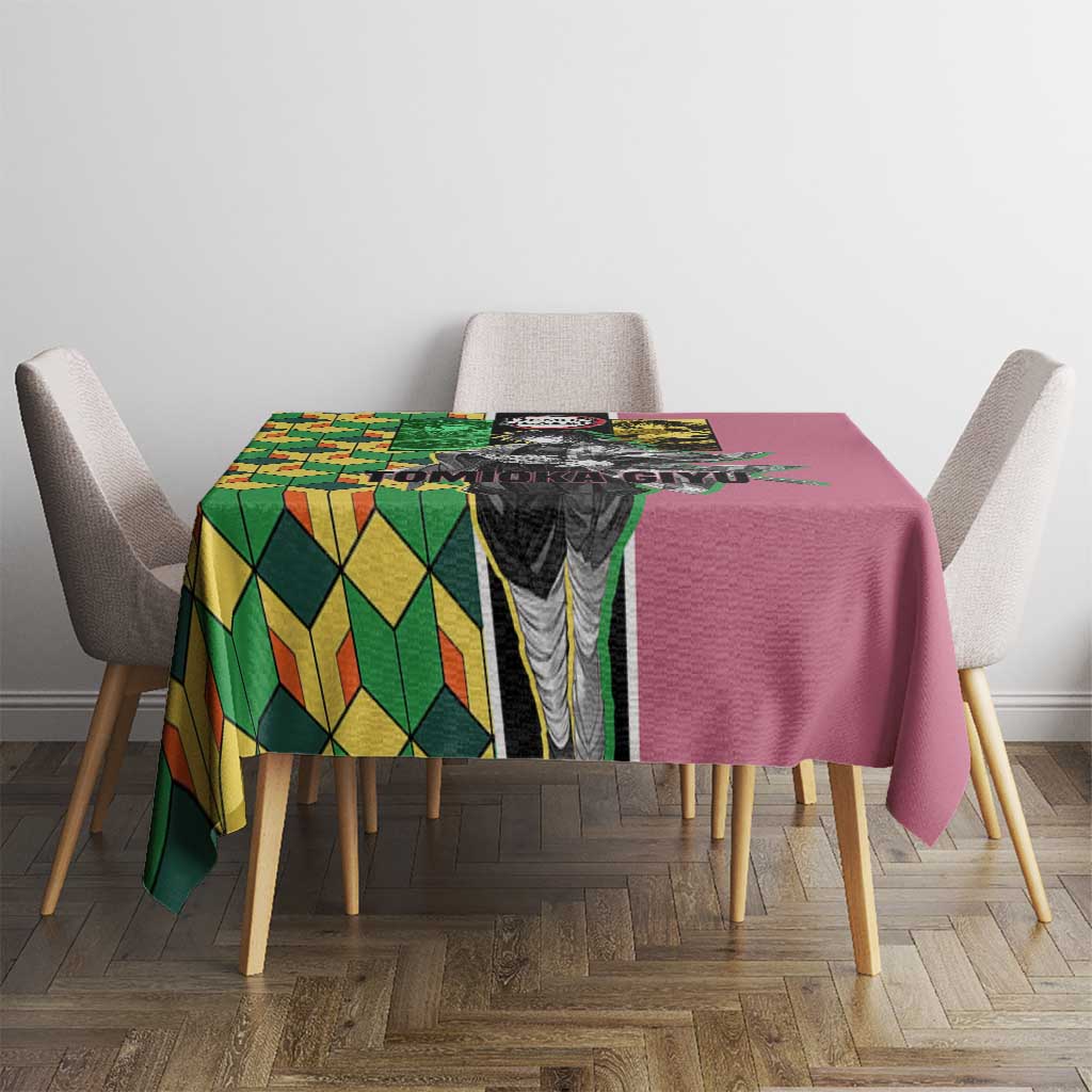 Giyu Tomioka from Demon Slayer Tablecloth with Geometric Pattern Sleeve and Pink and Black Manga Panel Design - The Mazicc