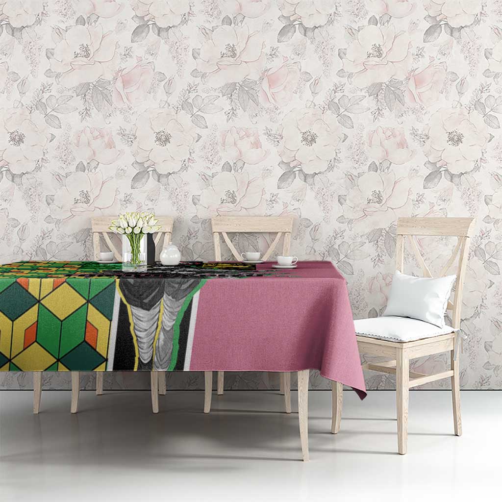 Giyu Tomioka from Demon Slayer Tablecloth with Geometric Pattern Sleeve and Pink and Black Manga Panel Design - The Mazicc