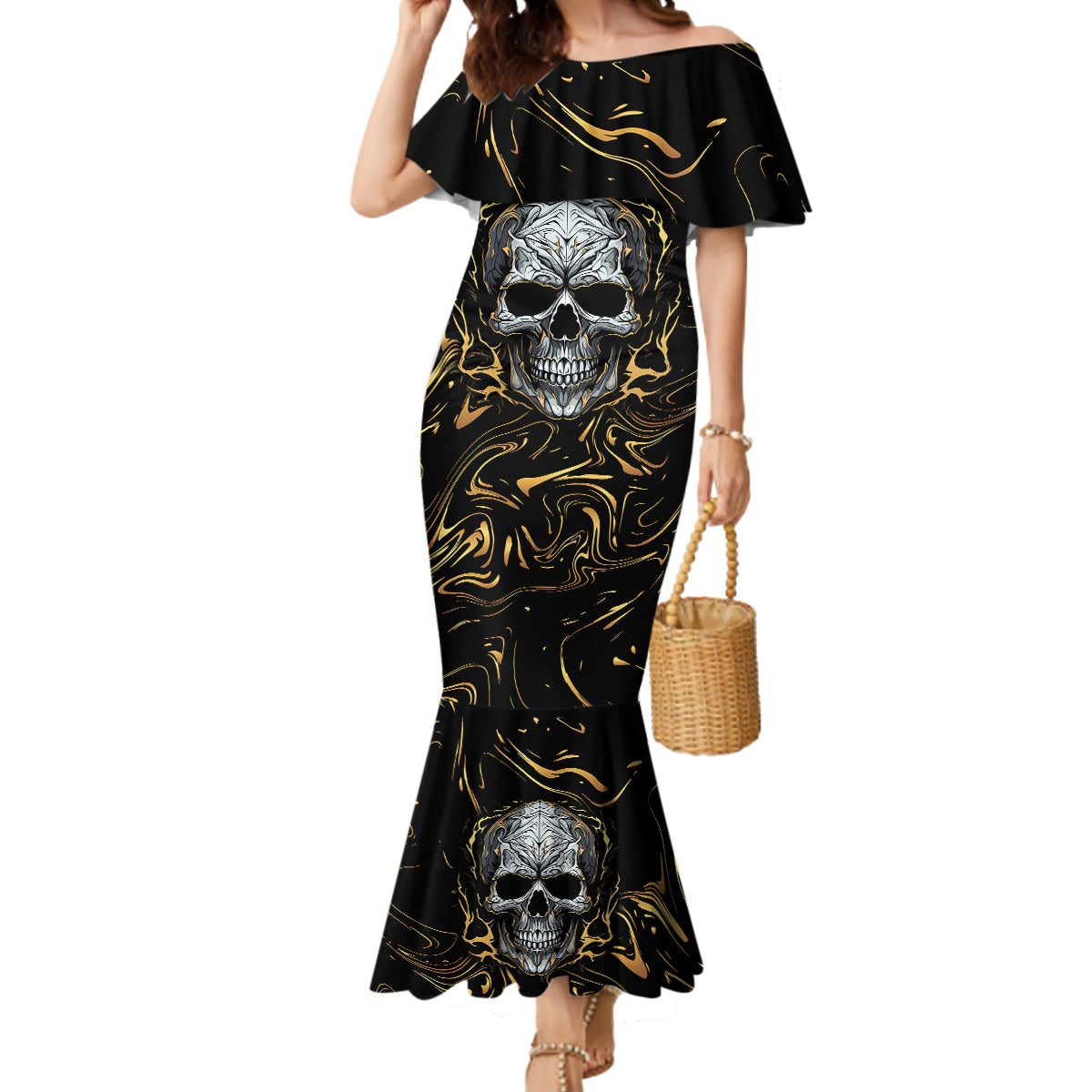 skull-mable-golden-abstract-art-mermaid-dress-fuck-you-excuses-learn-to-admit-when-you-fuck-up
