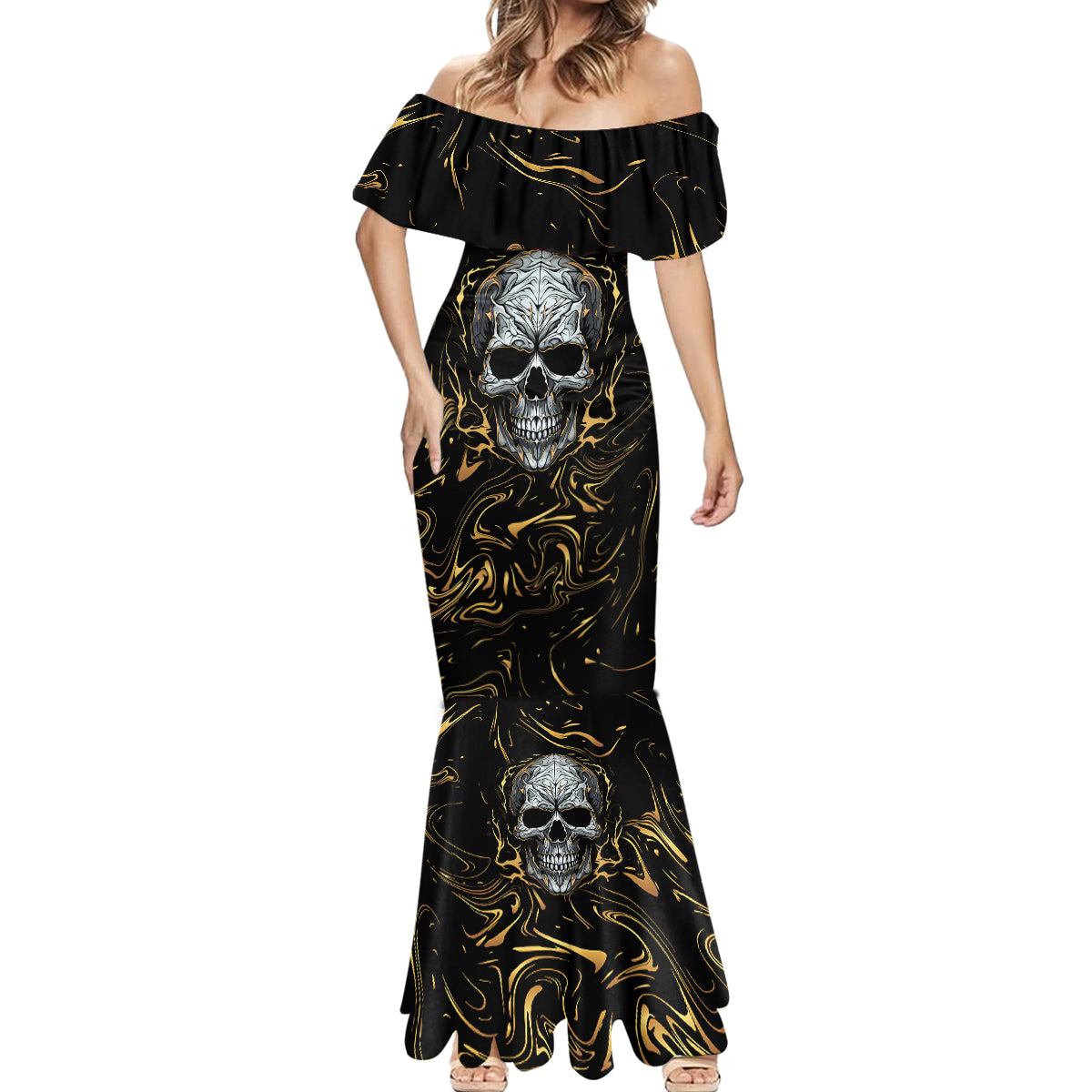 skull-mable-golden-abstract-art-mermaid-dress-fuck-you-excuses-learn-to-admit-when-you-fuck-up