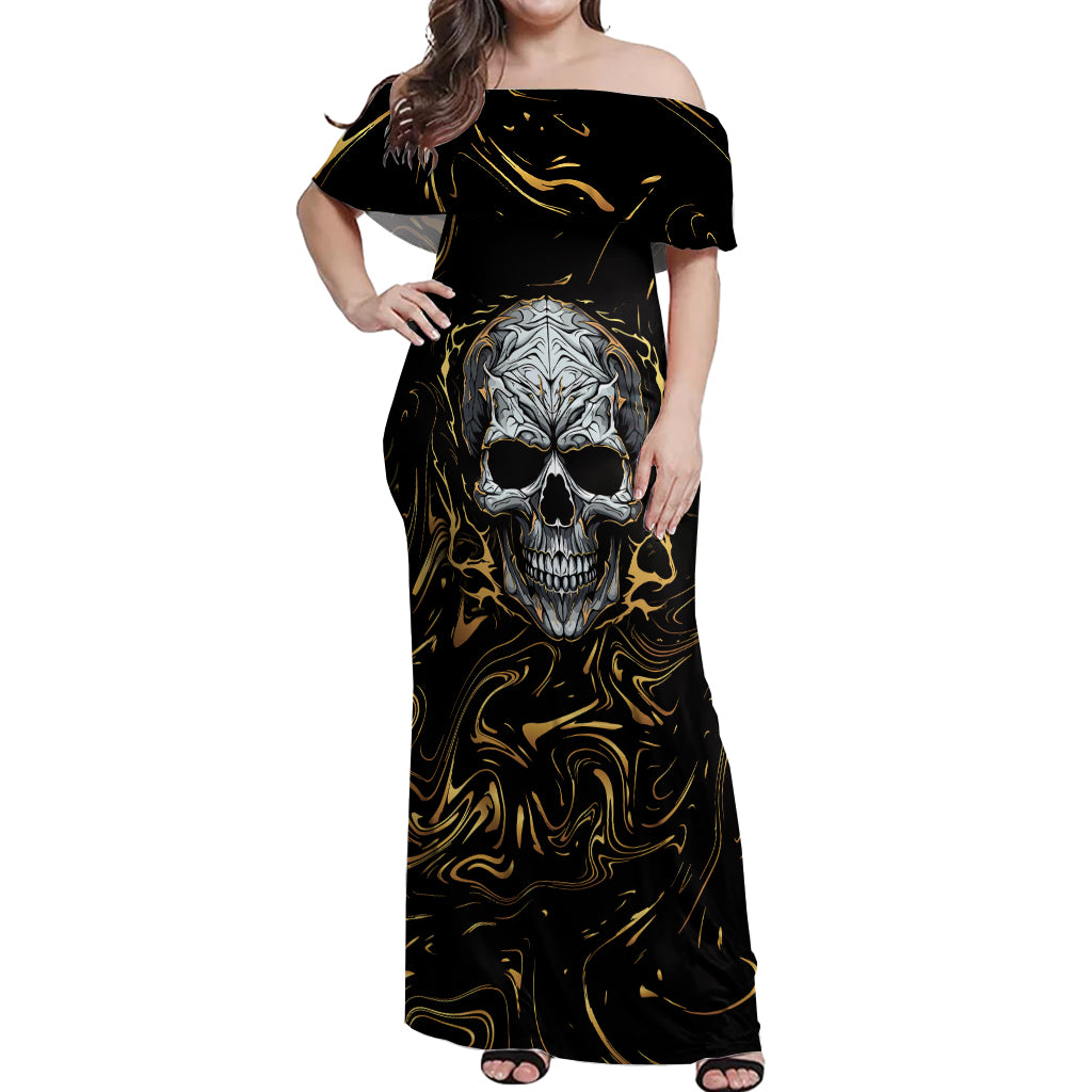 skull-mable-golden-abstract-art-off-shoulder-maxi-dress-fuck-you-excuses-learn-to-admit-when-you-fuck-up