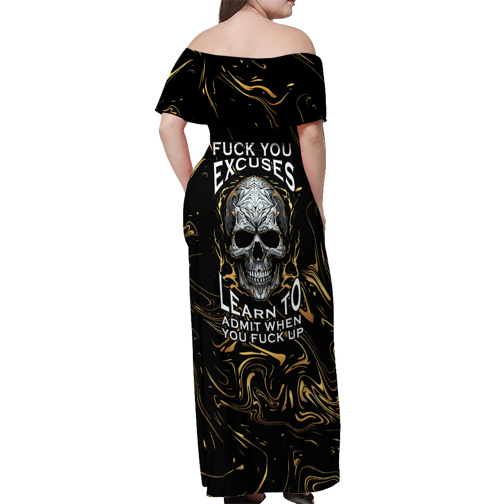 skull-mable-golden-abstract-art-off-shoulder-maxi-dress-fuck-you-excuses-learn-to-admit-when-you-fuck-up