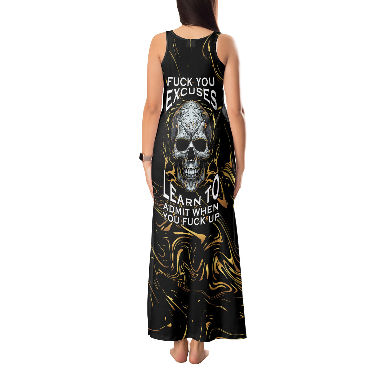 skull-mable-golden-abstract-art-tank-maxi-dress-fuck-you-excuses-learn-to-admit-when-you-fuck-up