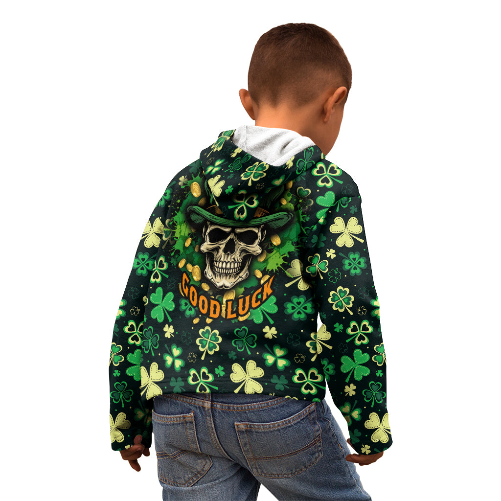skull-and-shamrock-leaf-pattern-kid-hoodie-good-luck