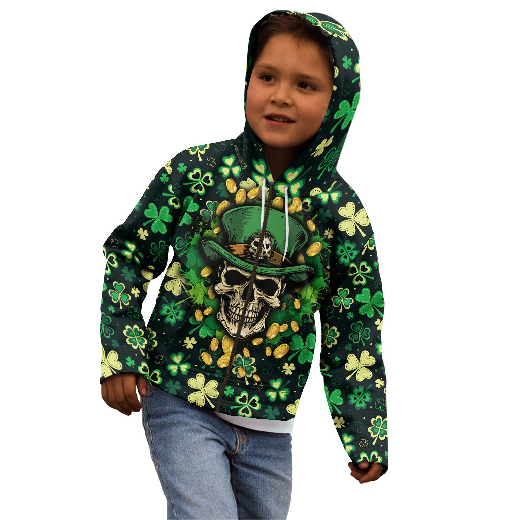 skull-and-shamrock-leaf-pattern-kid-hoodie-good-luck