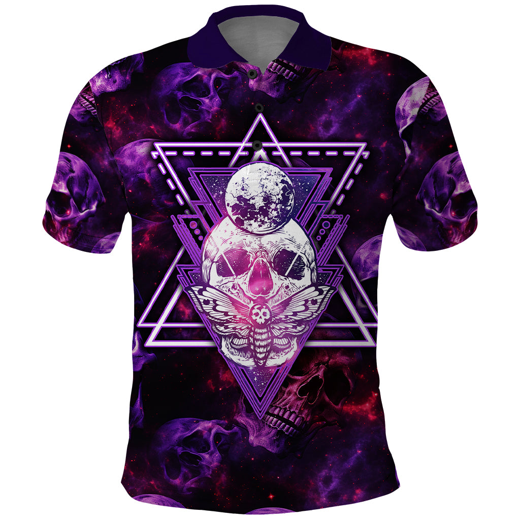skull-and-moth-polo-shirt-fantasy-cosmic-abstract-grunge-purple-art