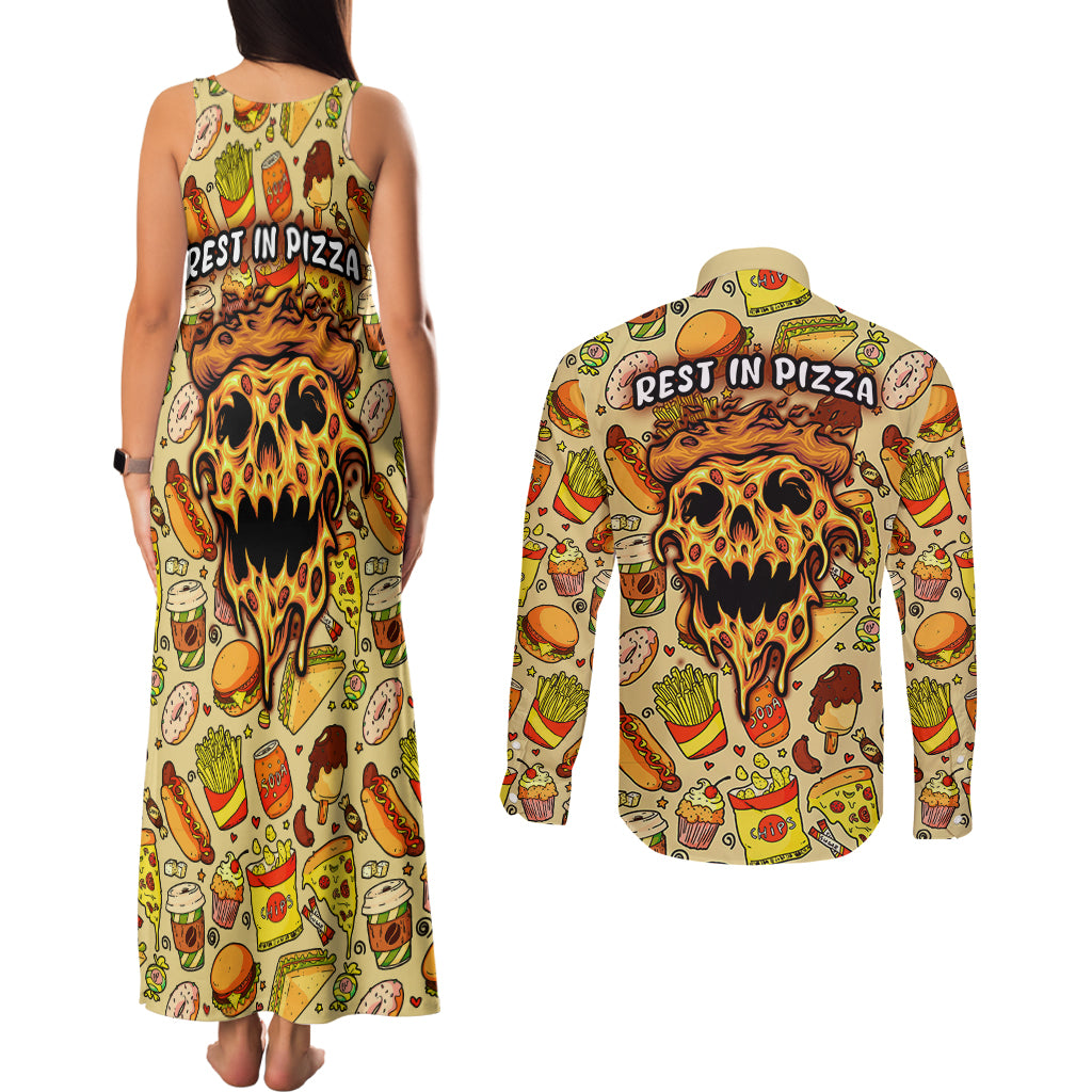 skull-pizza-pattern-couples-matching-tank-maxi-dress-and-long-sleeve-button-shirts-rest-in-pizza