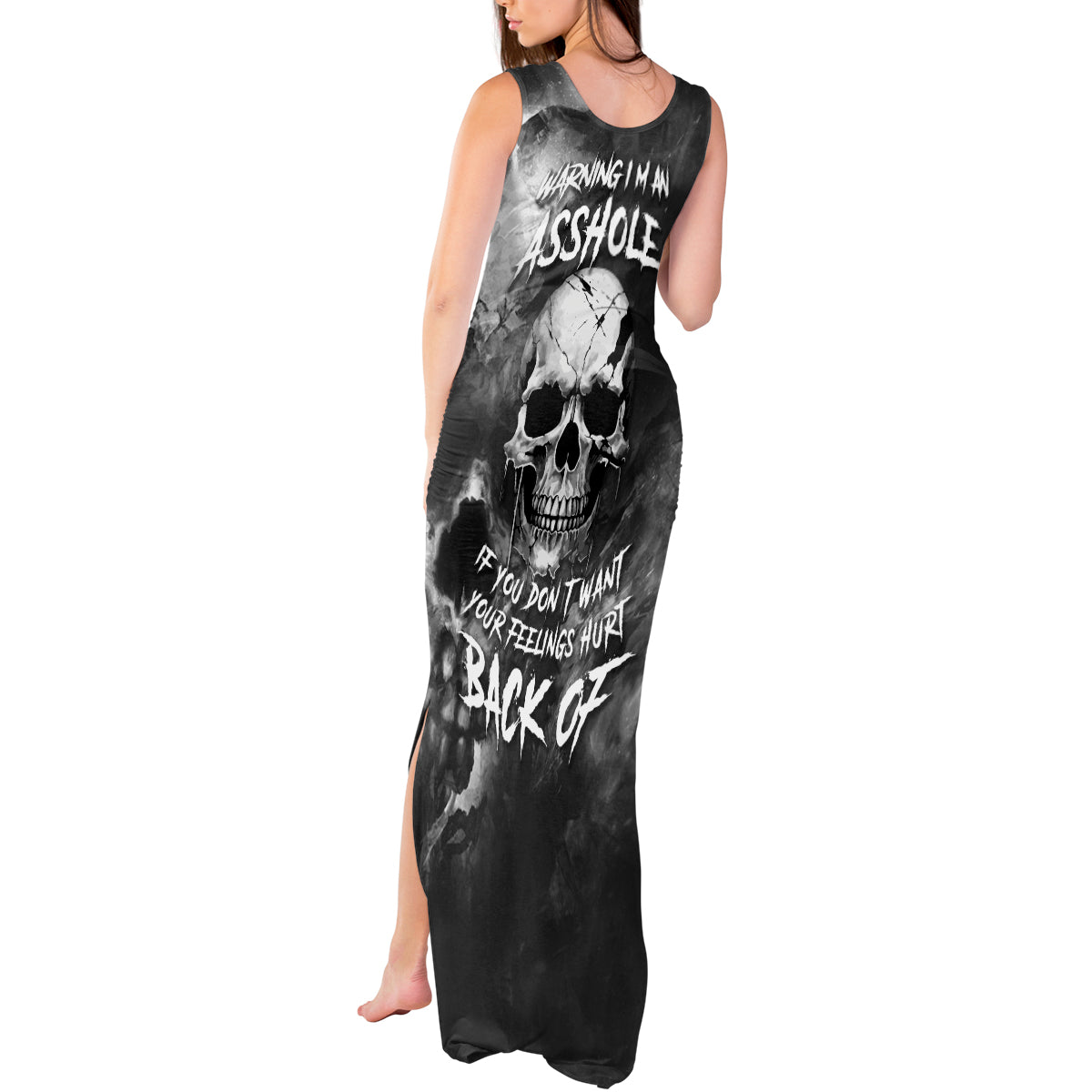 skull-grunge-pattern-tank-maxi-dress-warning-im-an-asshole