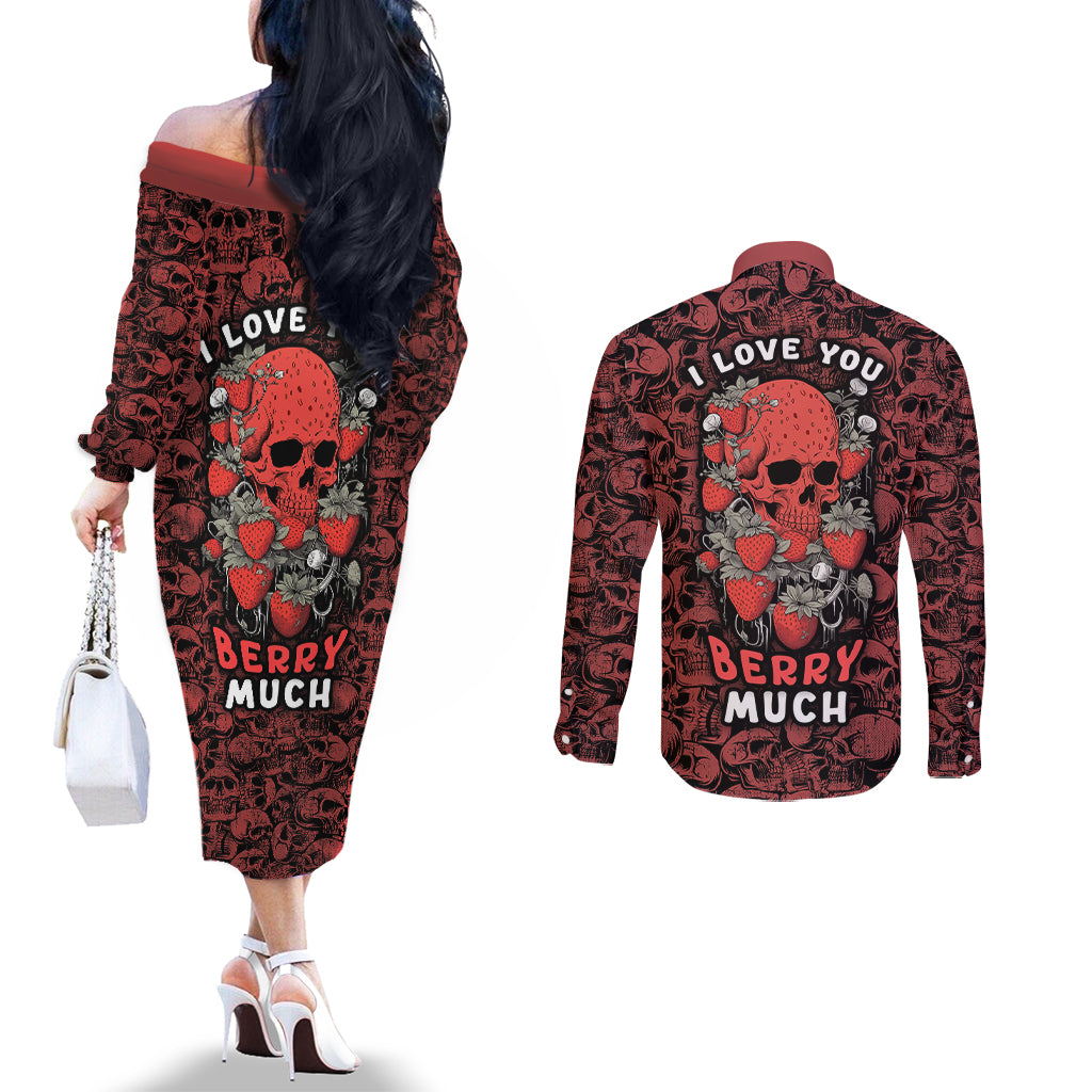 skull-pattern-couples-matching-off-the-shoulder-long-sleeve-dress-and-long-sleeve-button-shirts-i-love-you-berry-much