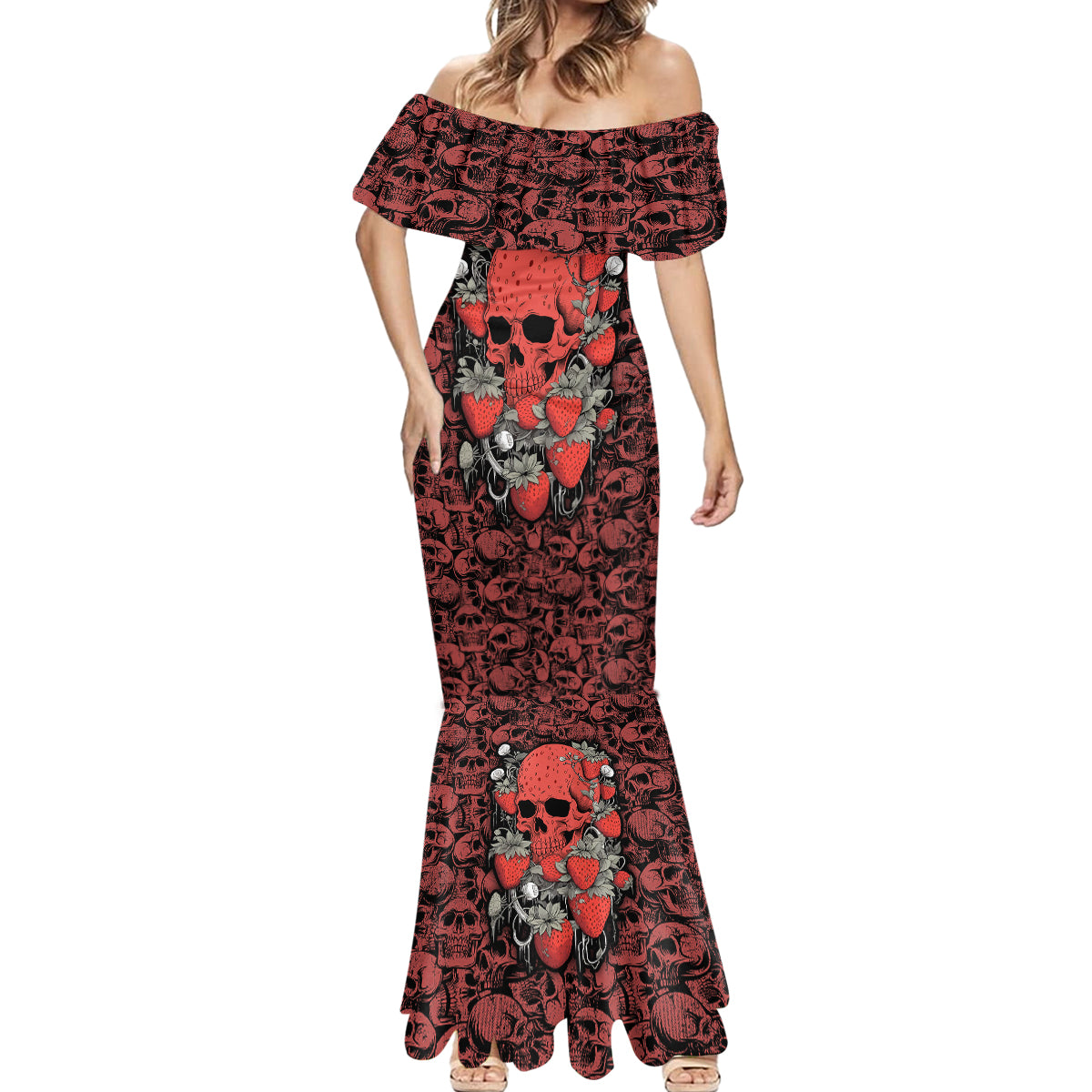 skull-pattern-mermaid-dress-i-love-you-berry-much