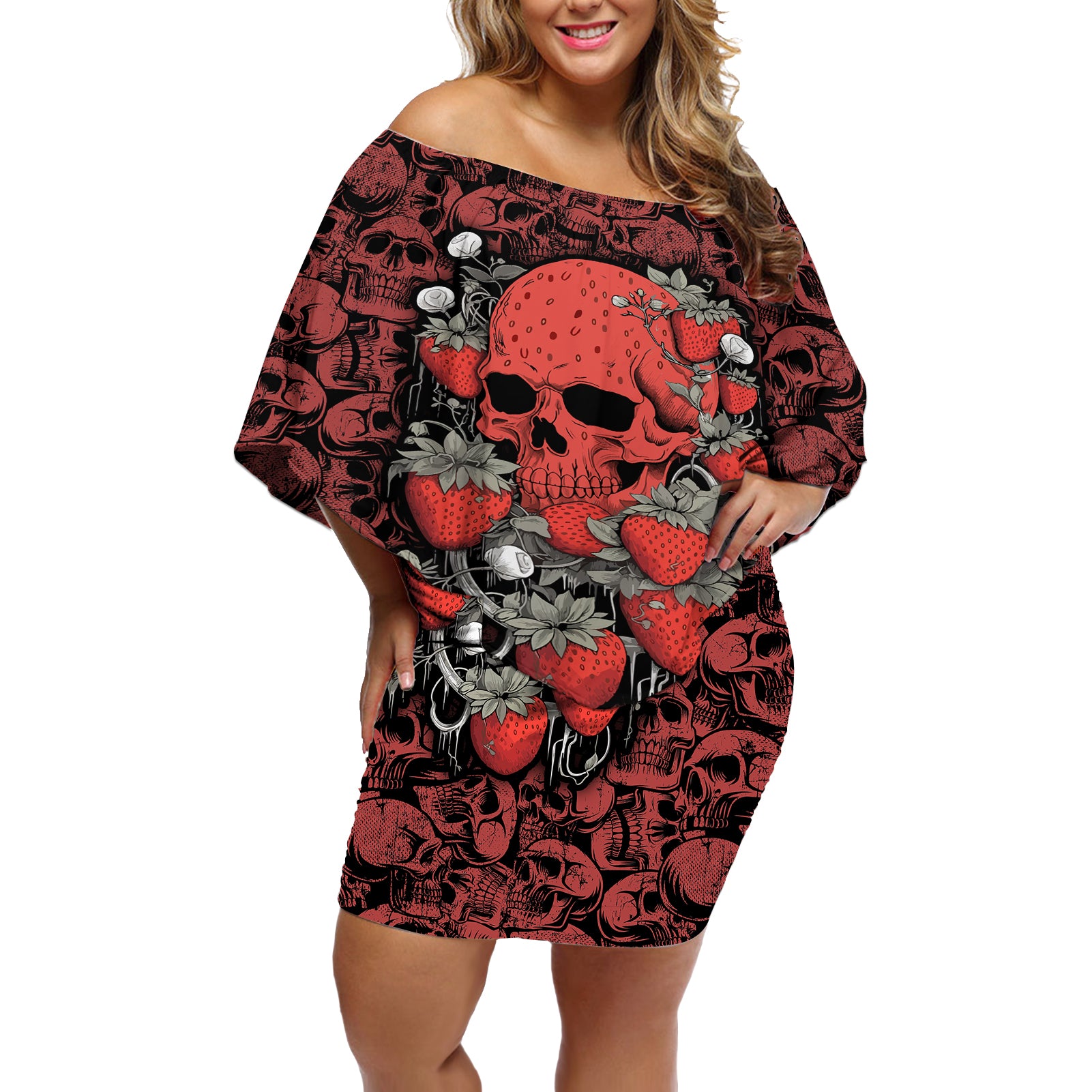 skull-pattern-off-shoulder-short-dress-i-love-you-berry-much