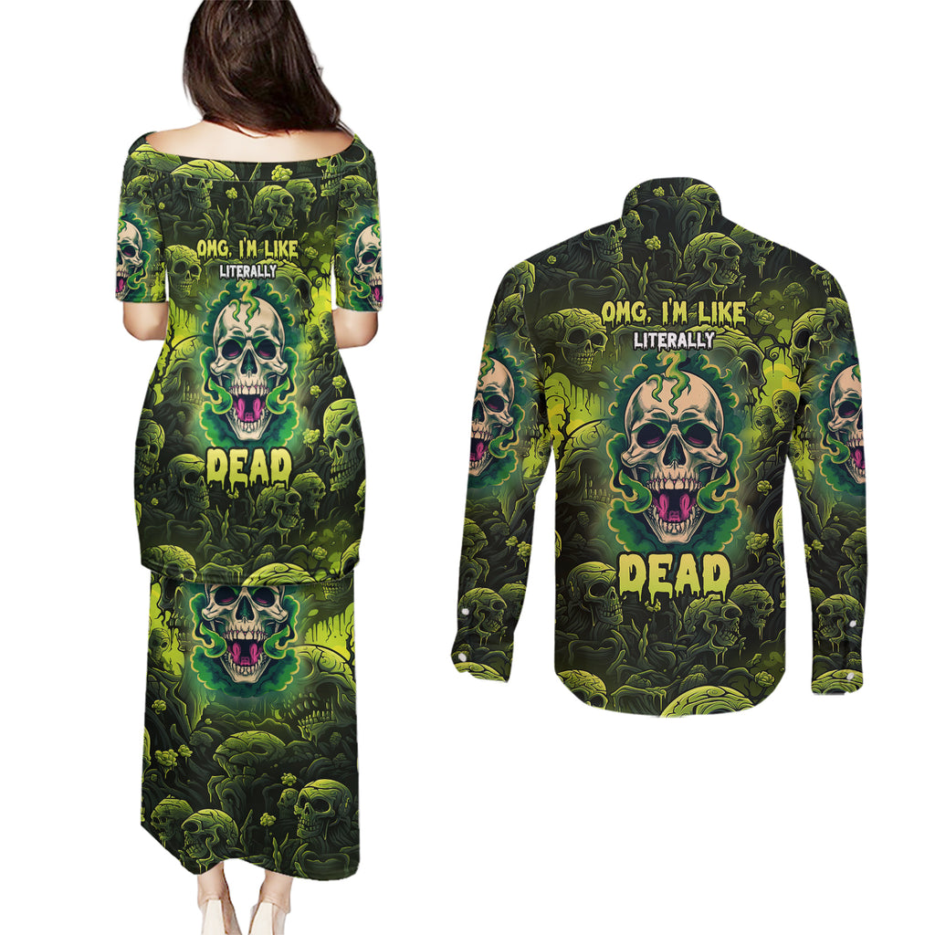 zombie-skull-couples-matching-puletasi-dress-and-long-sleeve-button-shirts-im-like-literally-dead