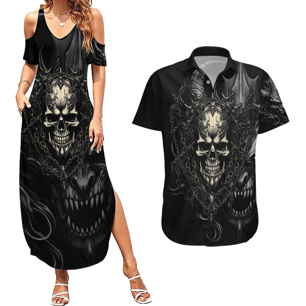skull-demon-fantasy-couples-matching-summer-maxi-dress-and-hawaiian-shirt-time-to-unleash-a-litte-hell