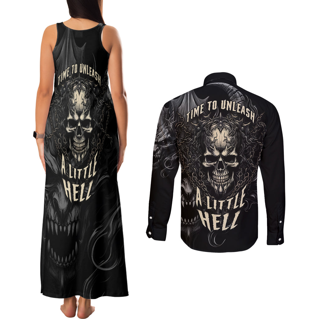 skull-demon-fantasy-couples-matching-tank-maxi-dress-and-long-sleeve-button-shirts-time-to-unleash-a-litte-hell