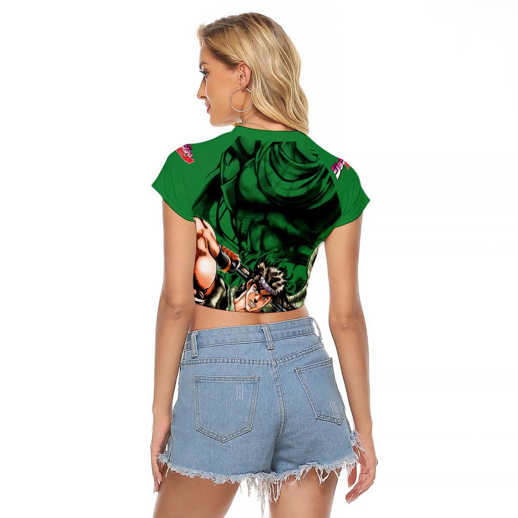 Joseph Joestar - JoJo's Bizarre Adventure Raglan Cropped T Shirt Anime Mix Black Sketch Style