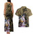 Jotaro Kujo - JoJo's Bizarre Adventure Couples Matching Tank Maxi Dress and Hawaiian Shirt Anime Mix Black Sketch Style