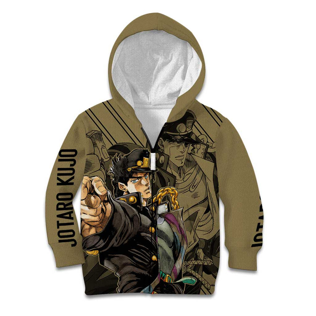 Jotaro Kujo - JoJo's Bizarre Adventure Kid Hoodie Anime Mix Black Sketch Style