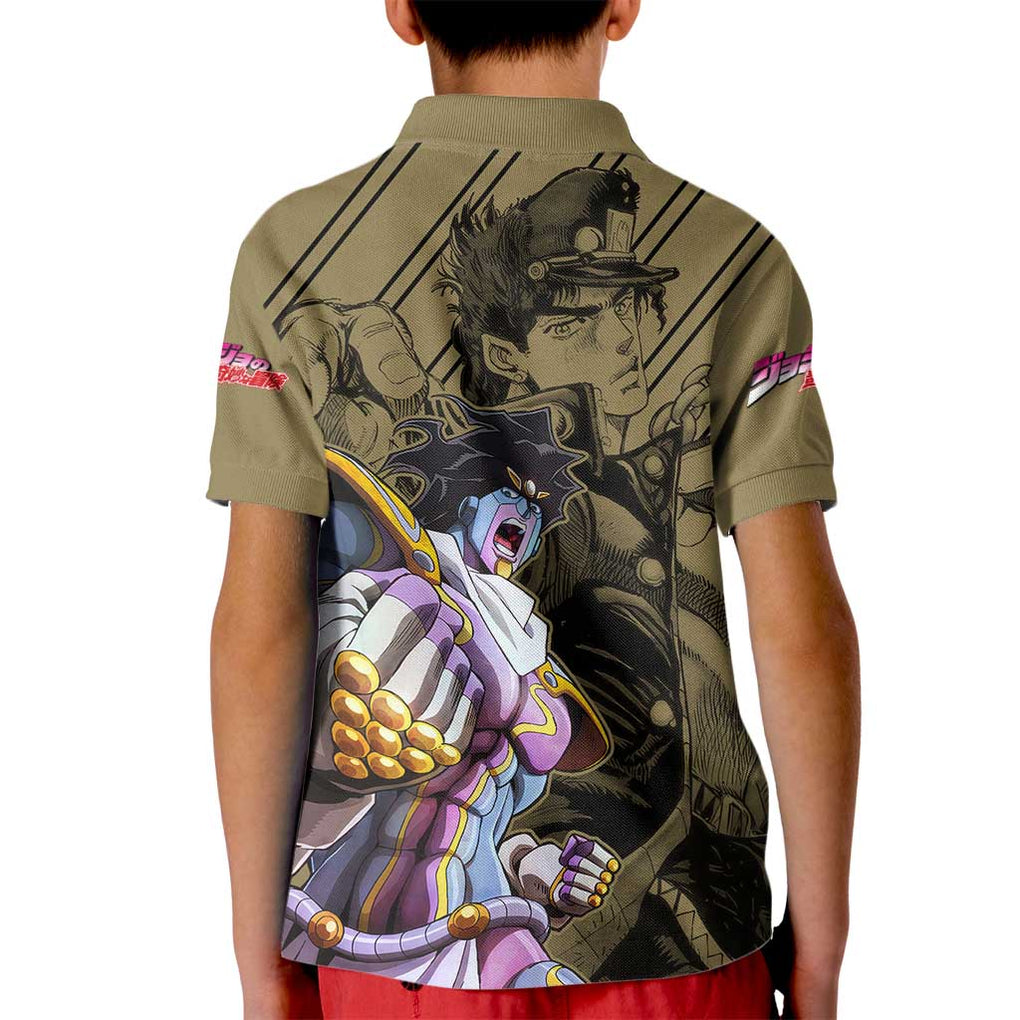 Jotaro Kujo - JoJo's Bizarre Adventure Kid Polo Shirt Anime Mix Black Sketch Style
