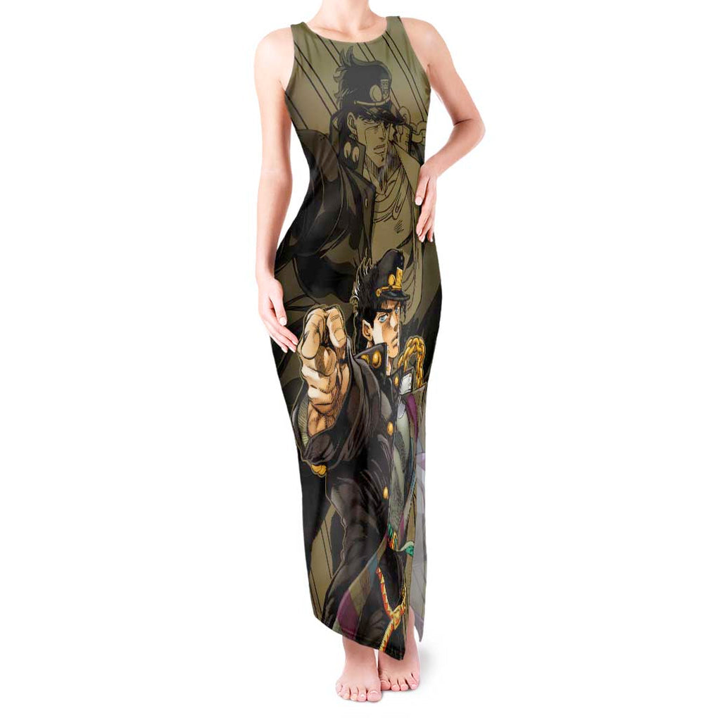 Jotaro Kujo - JoJo's Bizarre Adventure Tank Maxi Dress Anime Mix Black Sketch Style