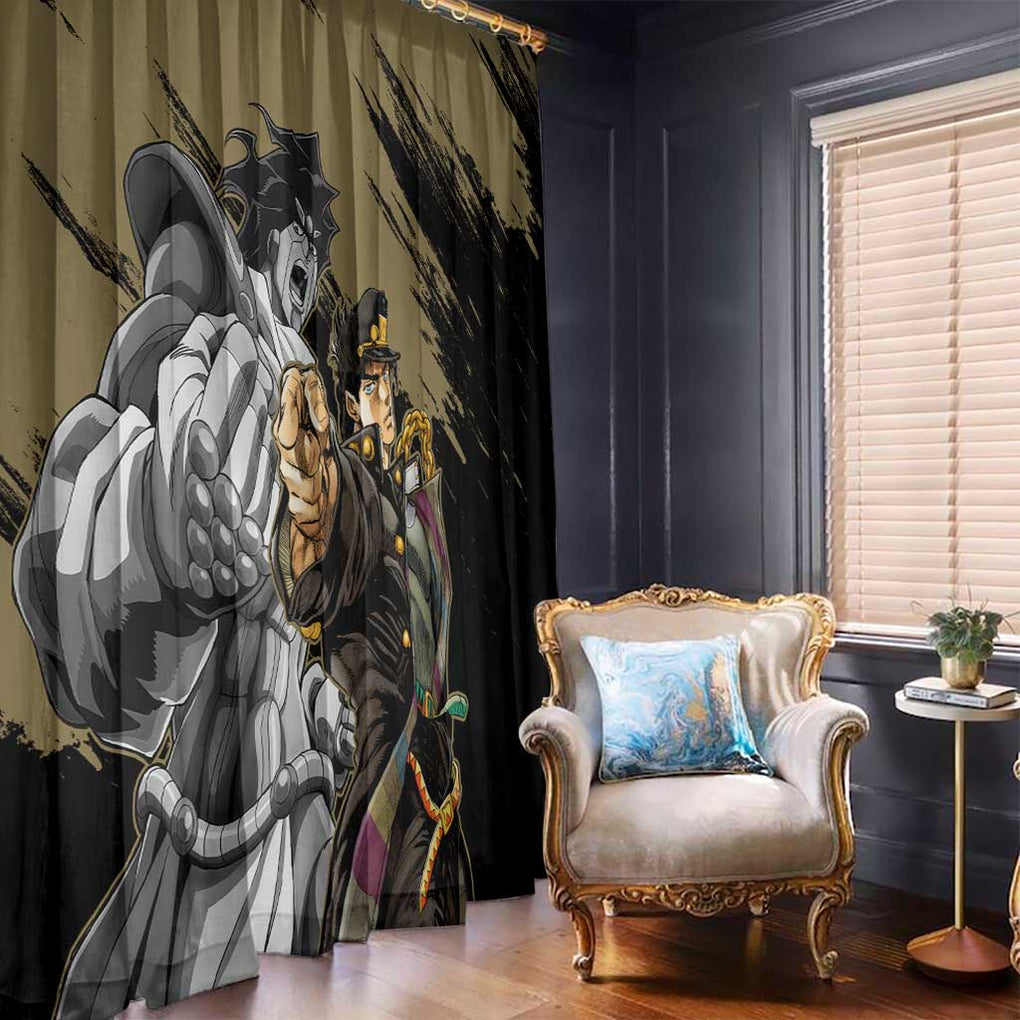 Jotaro Kujo - JoJo's Bizarre Adventure Window Curtain Anime Mix Black Sketch Style