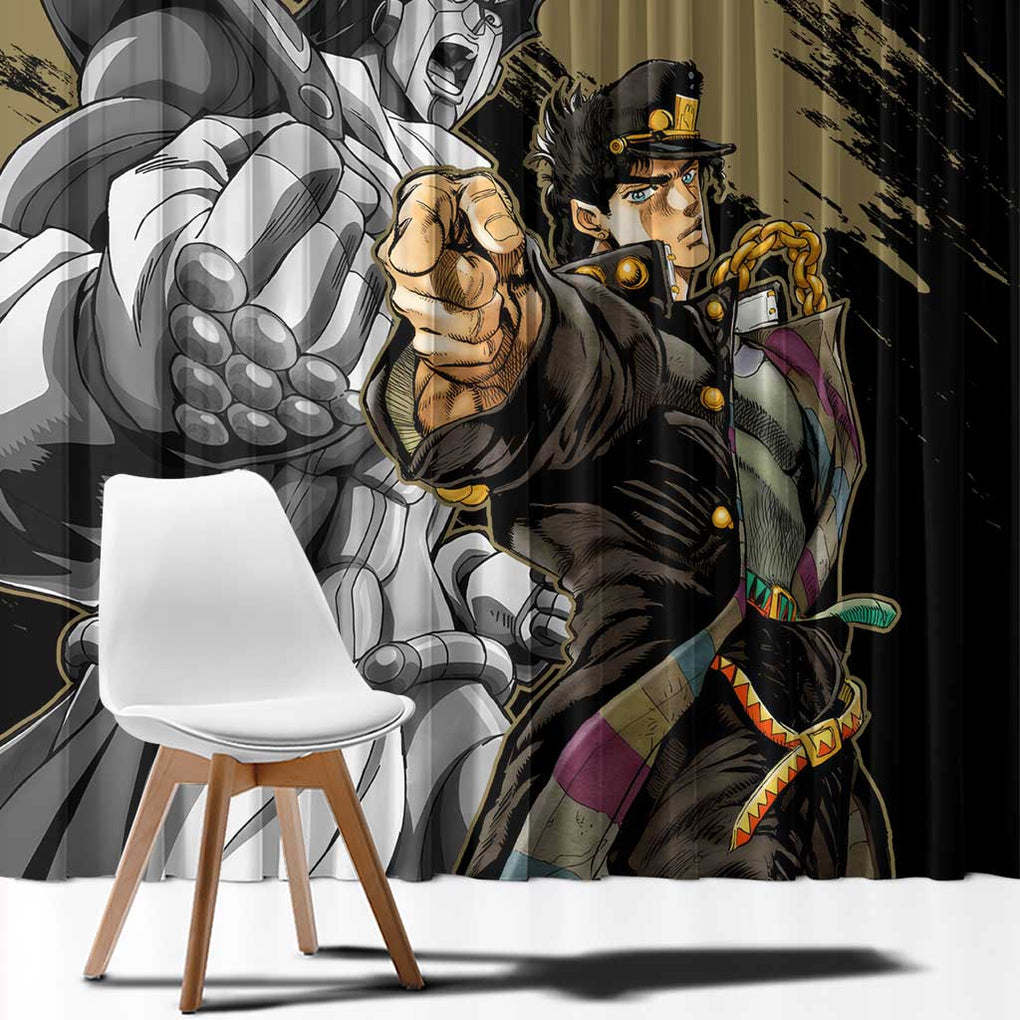 Jotaro Kujo - JoJo's Bizarre Adventure Window Curtain Anime Mix Black Sketch Style