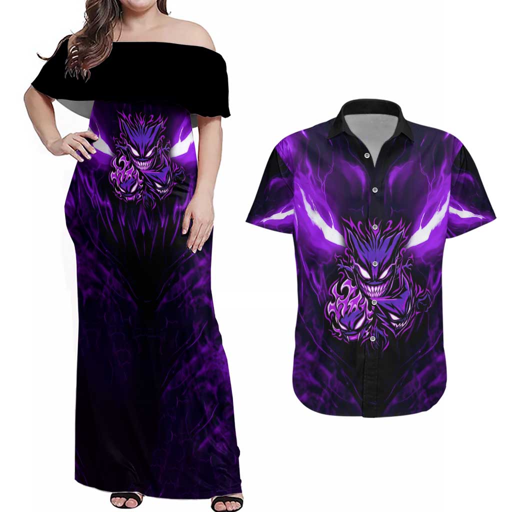 MSBY Uniform Couples Matching Off Shoulder Maxi Dress and Hawaiian Shirt Anime Style
